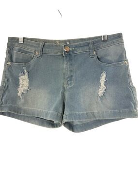 PARA Jean Co. Distressed Denim Shorts Size 15 Stretchy Light Wash